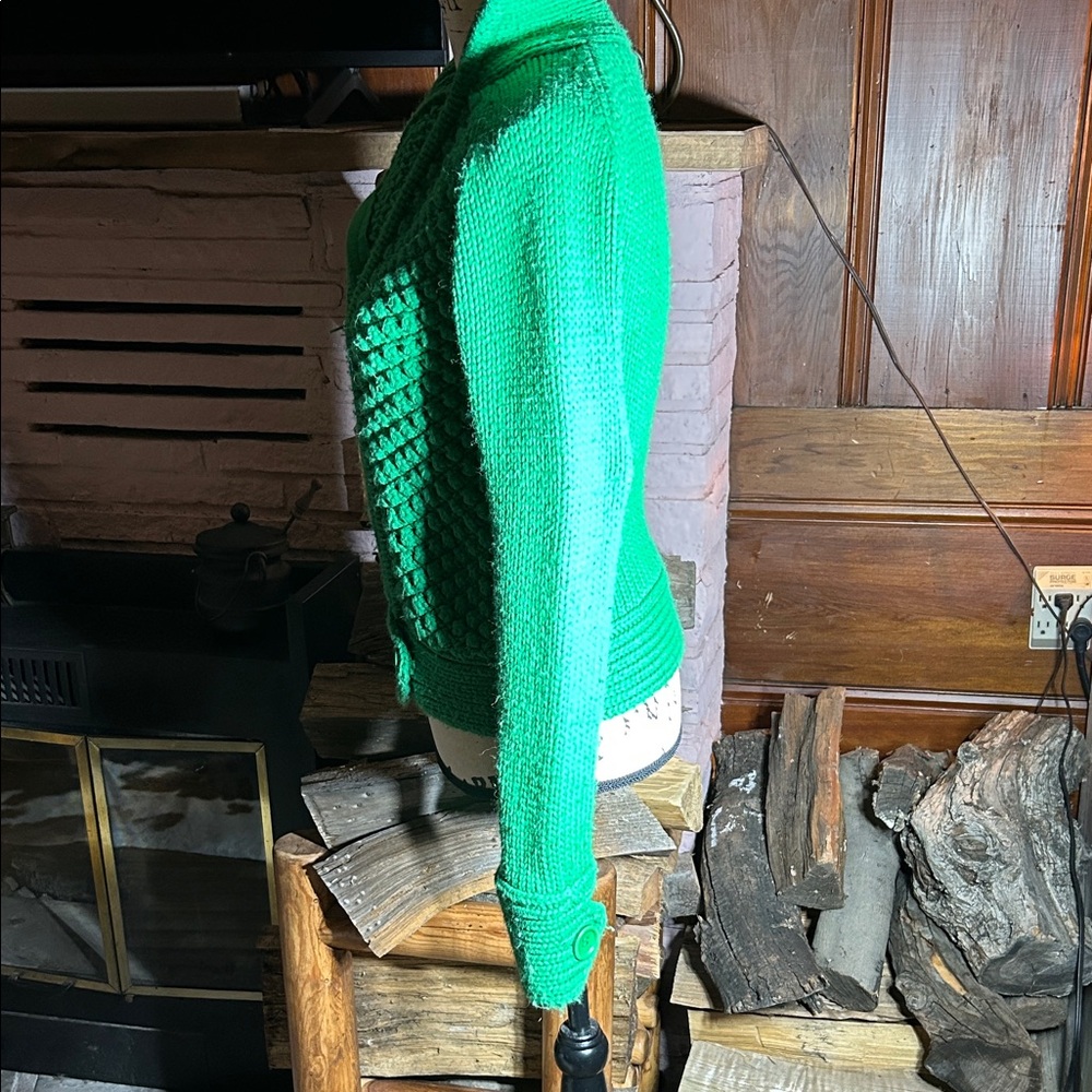 MODA Intl. Green Women's Moto-Inspired Knit Cardigan w/ Asymmetric Zip - Picture 3 of 9